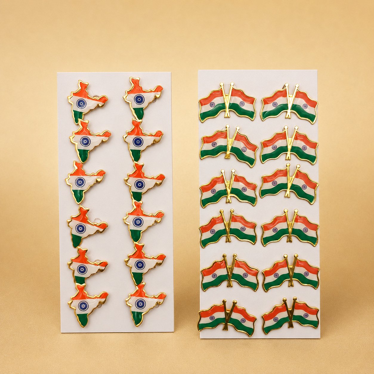 Metal Flag and India Map Badge Set Pack of 12