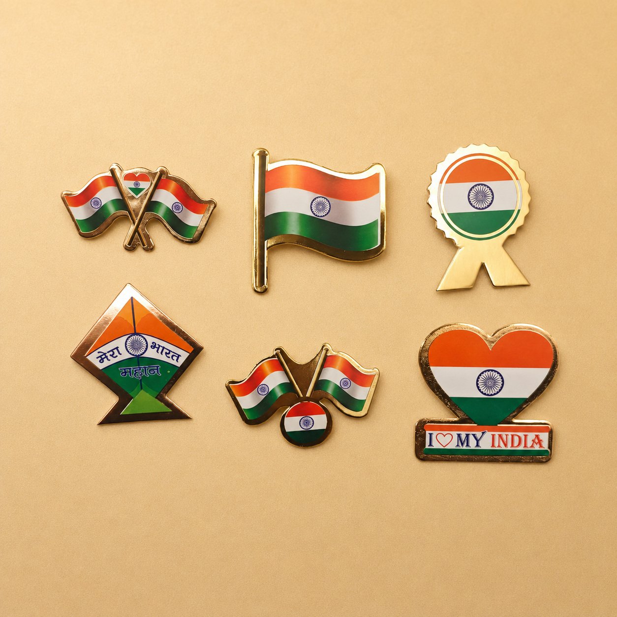 Metallic Paper Flag Badge Set - Packet of 10