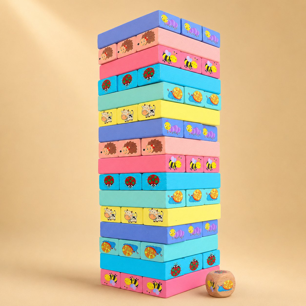 Colour Jenga-Style Stacking Game - 51-Piece