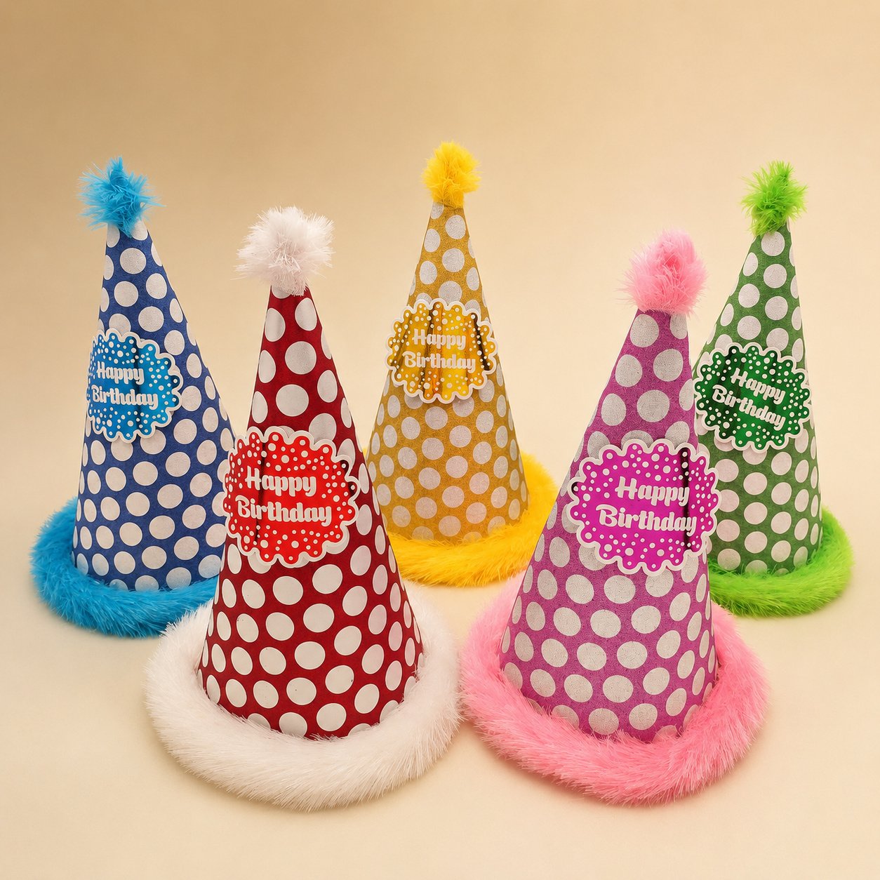Fur & Glitter Birthday Party Cap (Large)