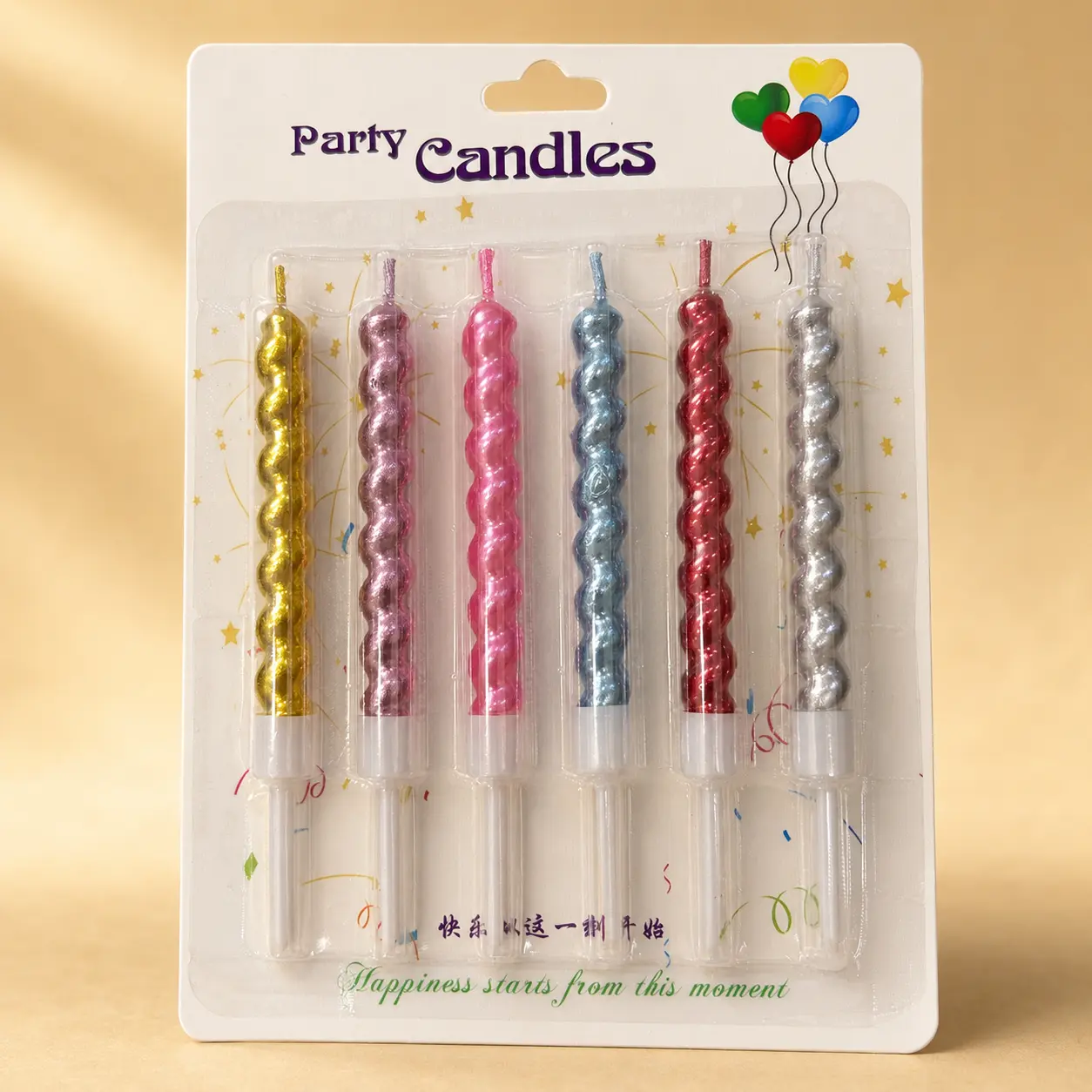 Metallic Multy Colour Birthday Candles 6 pcs